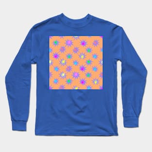 Glow Stars Diagonal Repeat on Pale Orange Long Sleeve T-Shirt